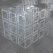 3DCGの立方体イメージが回転する背景用動画