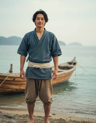 Firefly Gemini Flash a young Japanese fisherman in his late 20s lean athletic build weathered but handso 891831 2